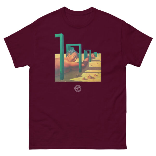 unisex-classic-tee-maroon-front-68d15d32d39cc.jpg The Man In The Maze 2 T-shirt