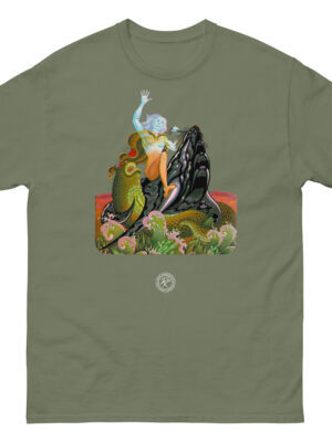 The Time Dweller T-shirt painted by Bob Haberfield for the Michael Moorcock Book