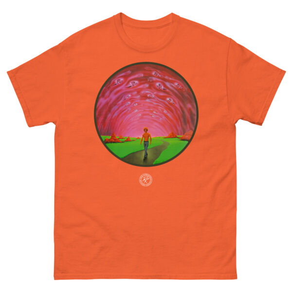 unisex-classic-tee-orange-front-68cda7b8cacea.jpg The Blood Red Game T-Shirt a Moorcock T-shirt by Bob haberfield