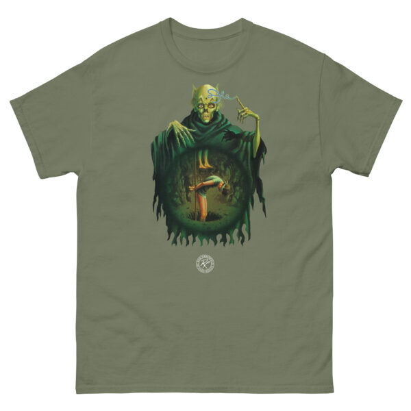 unisex-classic-tee-military-green-front-68fd1b9347241.jpg Out of Space and Time T-shirt