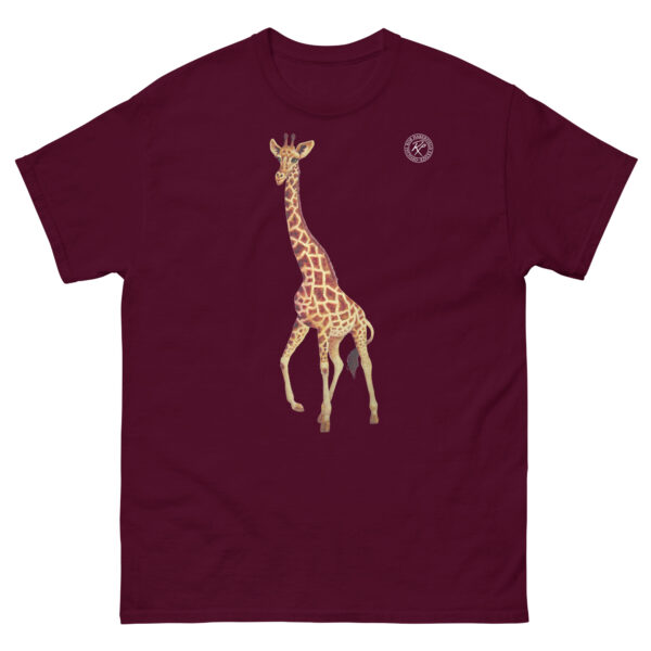 unisex-classic-tee-maroon-front-6914eabd33911.jpg Giraffe T-shirt